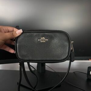 Coach Black Leather Zip-Top Bag